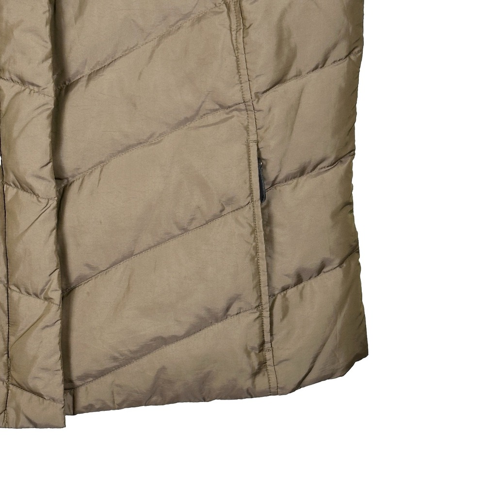 Eddie Bauer Premium Goose Down Puffer Vest Women Large Faux Fur Full Zip Beige - Picture 3 of 9